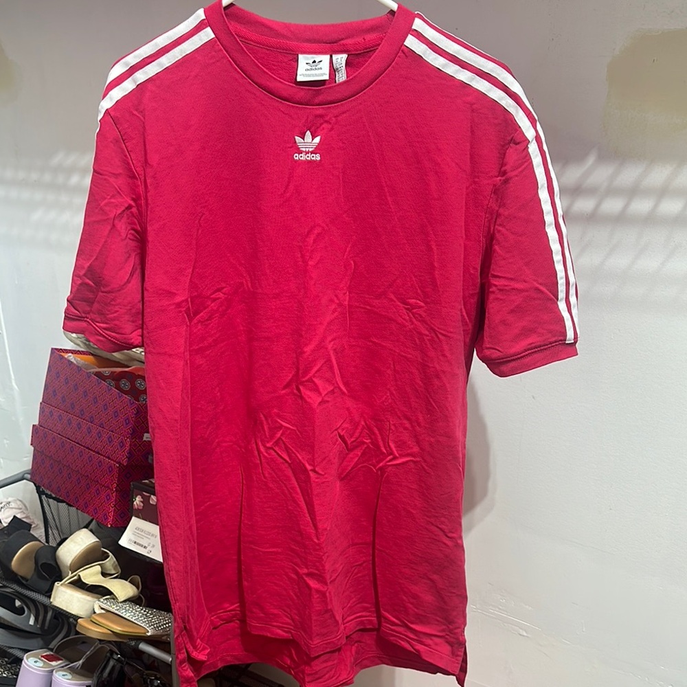 Adidas Red and White Short Sleeve Tee